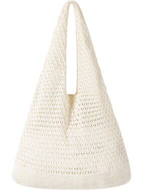 Women's Apricot Crochet Mesh Tote Bag Shoulder Lightweight Shopping Handbag
